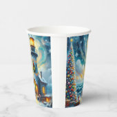 Gobelets En Papier Phare de Noël Arbre Nautique Bleu Côtier (Droite)
