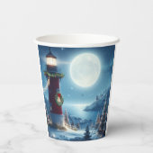Gobelets En Papier Phare de Noël nautique (Verso)