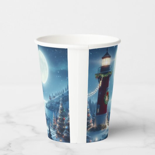 Gobelets En Papier Phare de Noël nautique (Droite)