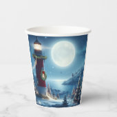 Gobelets En Papier Phare de Noël nautique (Recto)