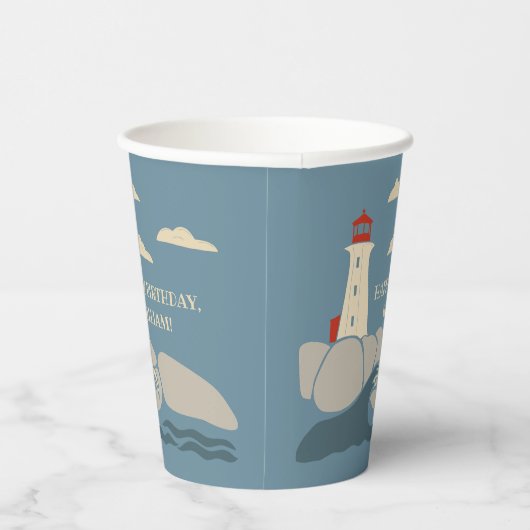 Gobelets En Papier Phare sur une côte rocheuse (Droite)