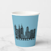 Gobelets En Papier Philadelphia Skyline Silhouette  (Recto)
