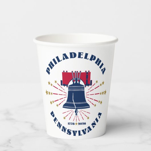 Gobelets En Papier Philadelphie Liberty Bell Patriotique Tasse en pap (Verso)