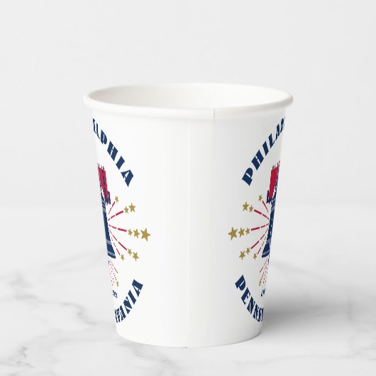 Gobelets En Papier Philadelphie Liberty Bell Patriotique Tasse en pap (Droite)