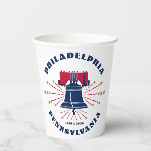 Gobelets En Papier Philadelphie Liberty Bell Patriotique Tasse en pap (Recto)
