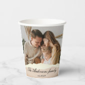 Gobelets En Papier Photo de famille moderne & Nom personnalisé Cadeau (Recto)