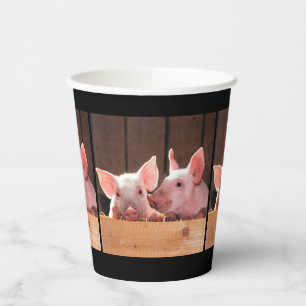 Gobelets En Papier Photo d'un animal de porcelets roses mignons