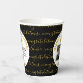 Gobelets En Papier Photo élégante Black Gold Graduate (Gauche)