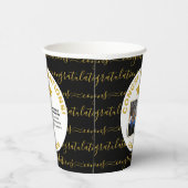 Gobelets En Papier Photo élégante Black Gold Graduate (Droite)