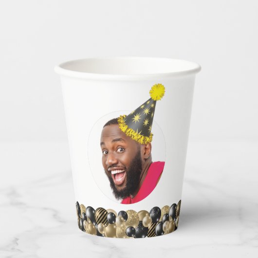 Gobelets En Papier Photo moderne 30e anniversaire Black Gold (Recto)