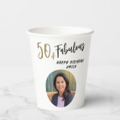 Gobelets En Papier Photo moderne 50 et fabuleuse 50e anniversaire (Verso)