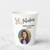 Gobelets En Papier Photo moderne 50 et fabuleuse 50e anniversaire (Recto)