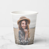 Gobelets En Papier Photo moderne élégante noir et blanc (Recto)