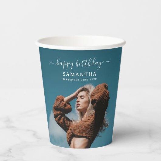 Gobelets En Papier Photo personnalisée 2 Photos Selfie fête d'anniver (Verso)