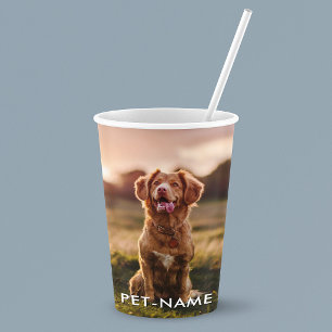Gobelets En Papier Photo personnalisée avec le nom de votre chien