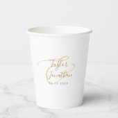 Gobelets En Papier Photo personnalisée Chic Mariage d'or blanc minima (Verso)