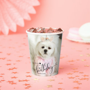 Gobelets En Papier Photo personnalisée Chien animal de compagnie Typo