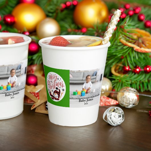 Gobelets En Papier Photo unique de Noël du joyeux bonhomme de neige p