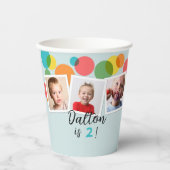 Gobelets En Papier Photos et garçons Pois fête d'anniversaire (Recto)