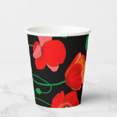 Gobelets En Papier Photos rouges sur arrière - plan noir (Recto)