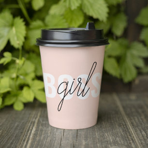Gobelets En Papier Phrase moderne Pastel Rose fille Boss Phrase