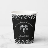 Gobelets En Papier Physician Assistant PA Graduation Black Silver (Verso)
