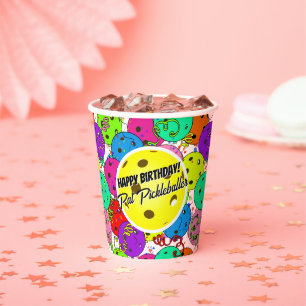 Gobelets En Papier Pickleball Anniversaire Ballons Confetti Personnal