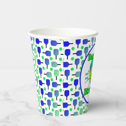Gobelets En Papier Pickleball Anniversaire Bleu Vert Paddle Ball Beng (Droite)