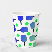 Gobelets En Papier Pickleball Anniversaire Bleu Vert Paddle Ball Beng (Verso)