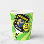 Gobelets En Papier Pickleball Anniversaire RETRO Green Sports (Recto)