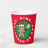 Gobelets En Papier Pickleball Gingbread garçon texte personnalisé Pap (Recto)