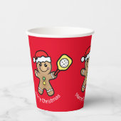 Gobelets En Papier Pickleball Gingpain garçon texte personnalisé roug (Recto)