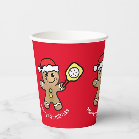 Gobelets En Papier Pickleball Gingpain garçon texte personnalisé roug (Recto)
