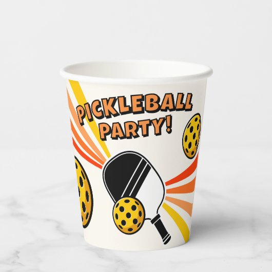 Gobelets En Papier Pickleball Girls Anniversaire Fête Retro Lecteur (Verso)