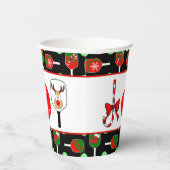 Gobelets En Papier Pickleball Joie fête de Noël Rouge Vert sur Noir (Droite)