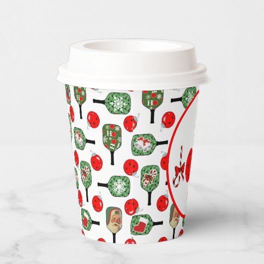 Gobelets En Papier Pickleball Joie Noël Party Red Green Paddles