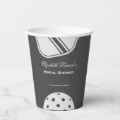Gobelets En Papier Pickleball Love Fête des mariées Noir & Blanc (Recto)