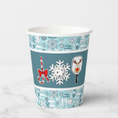 Gobelets En Papier Pickleball Noël Joie Bleu et Blanc Snowballs (Verso)