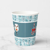 Gobelets En Papier Pickleball Noël Joie Bleu et Blanc Snowballs (Droite)