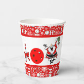 Gobelets En Papier Pickleball Noël Party Joie Père Noël Rouge et blan (Verso)