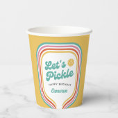 Gobelets En Papier Pickleball Party Pickle Retro Rainbow Stripe (Verso)