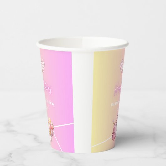 Gobelets En Papier Pickleball rose amusant 30e fête d'anniversaire (Gauche)