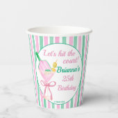 Gobelets En Papier Pickleball rose et vert fête d'anniversaire person (Verso)