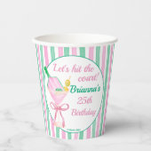 Gobelets En Papier Pickleball rose et vert fête d'anniversaire person (Recto)