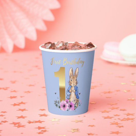 Gobelets En Papier Pierre le Rabbit Gold 1er anniversaire (Insitu)