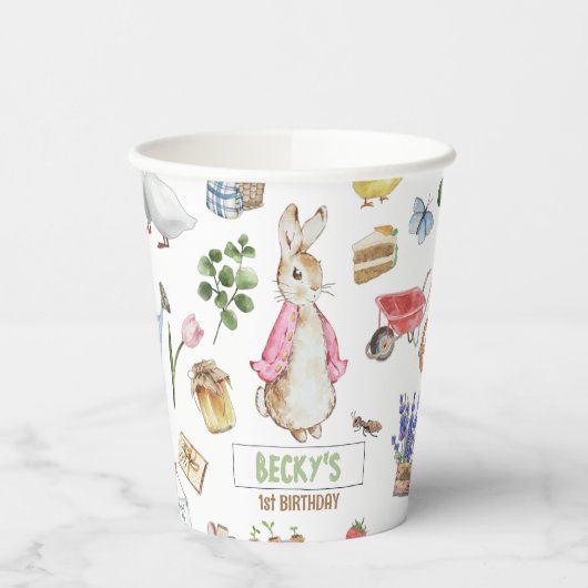 Gobelets En Papier Pierre rose et lapin (Gauche)