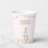 Gobelets En Papier Pierre rose le lapin premier anniversaire (Recto)