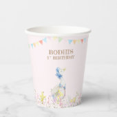 Gobelets En Papier Pierre rose le lapin premier anniversaire (Recto)