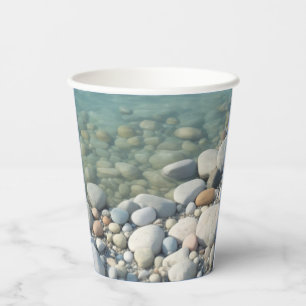 Gobelets En Papier Pierres Plage Belle Nature Mer Galets Rive