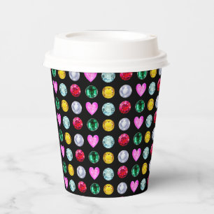 Gobelets En Papier Pierres précieuses multicolores élégantes sur fond